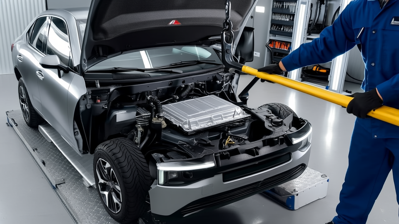 AI concept image: Dongfeng Renault K-ZE traction battery and motor removal