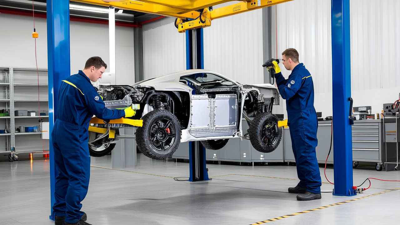 AI concept image: Dongfeng Renault K-ZE traction battery and charger inspection