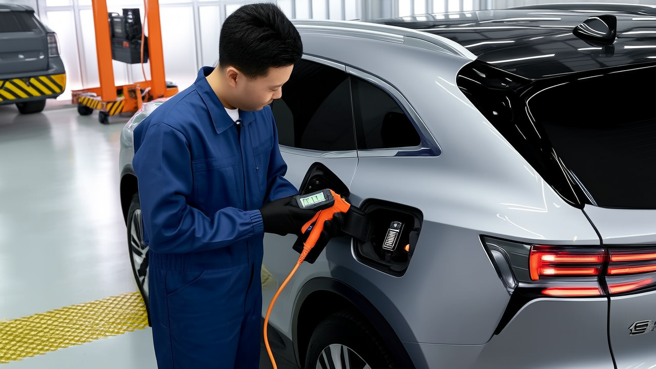 AI concept image: Seal high-voltage wiring harness and insulation testing operation